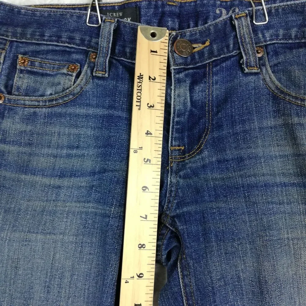 J. Crew Womens Jeans Capri Matchstick Blue‎ Denim Whiskering Stone Wash 26